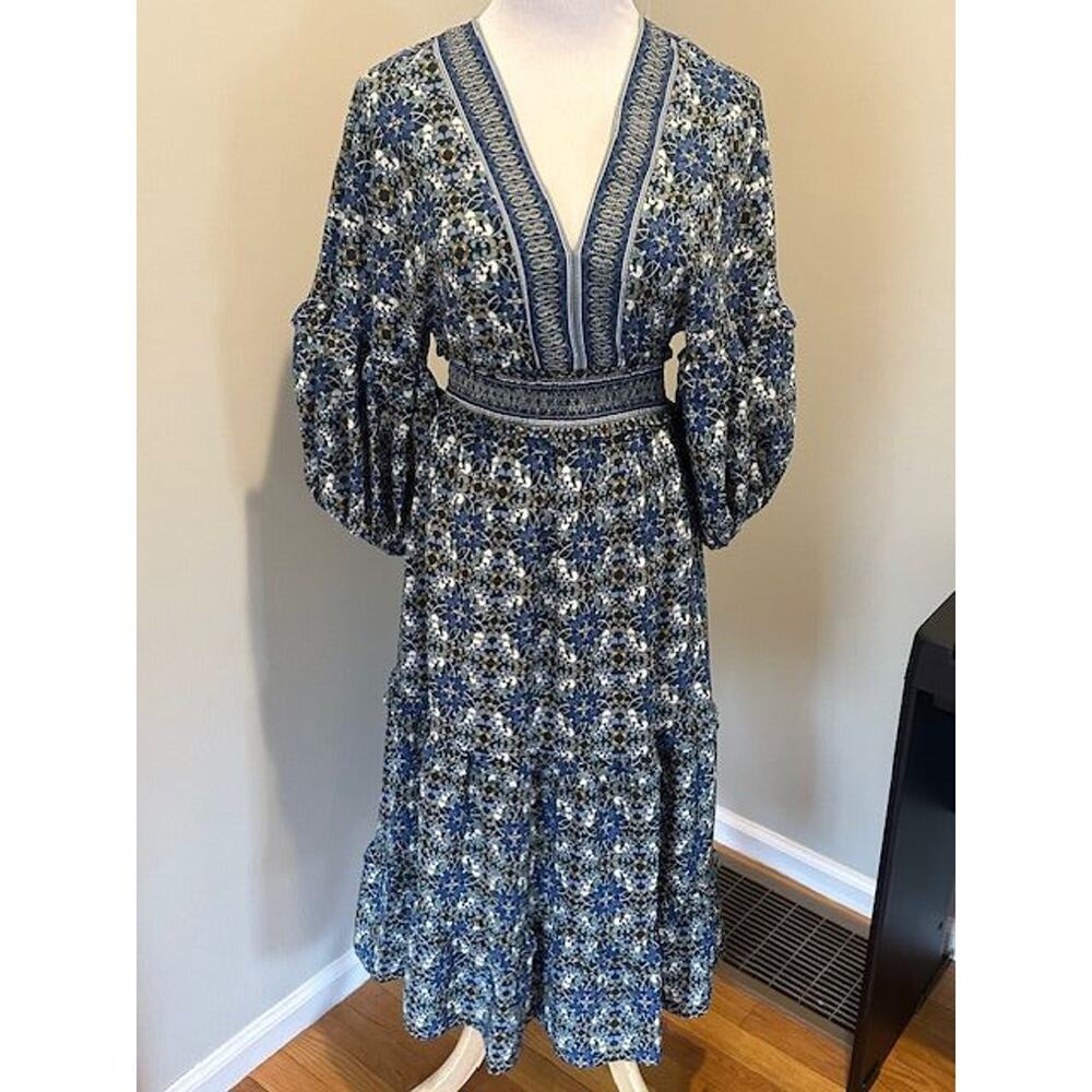 Boho Cottagecore Blue Floral Maxi Dress by Max Studio Small NWT Festival Summer